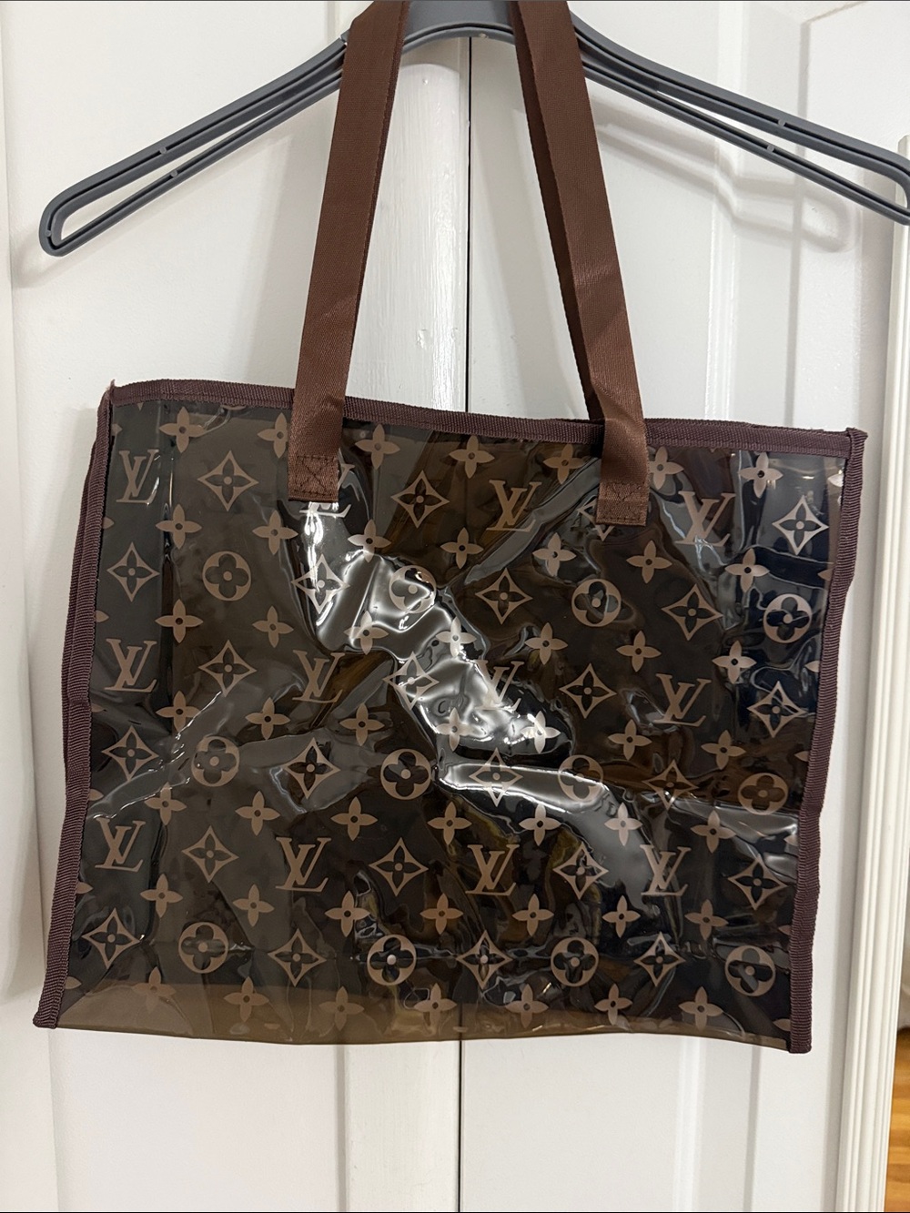 Brown Monogramed Clear Tote